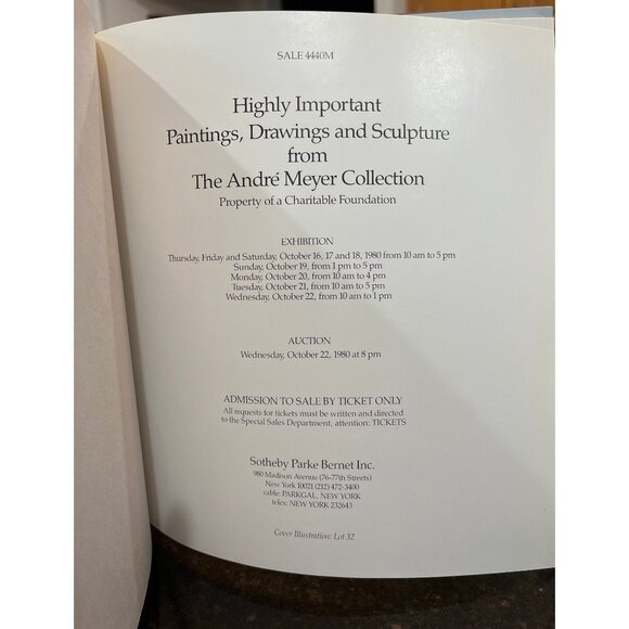 Sotheby's Paintings Drawings and Sculpture Andre Meyer Collection 10-22-1980 - Picture 3 of 5